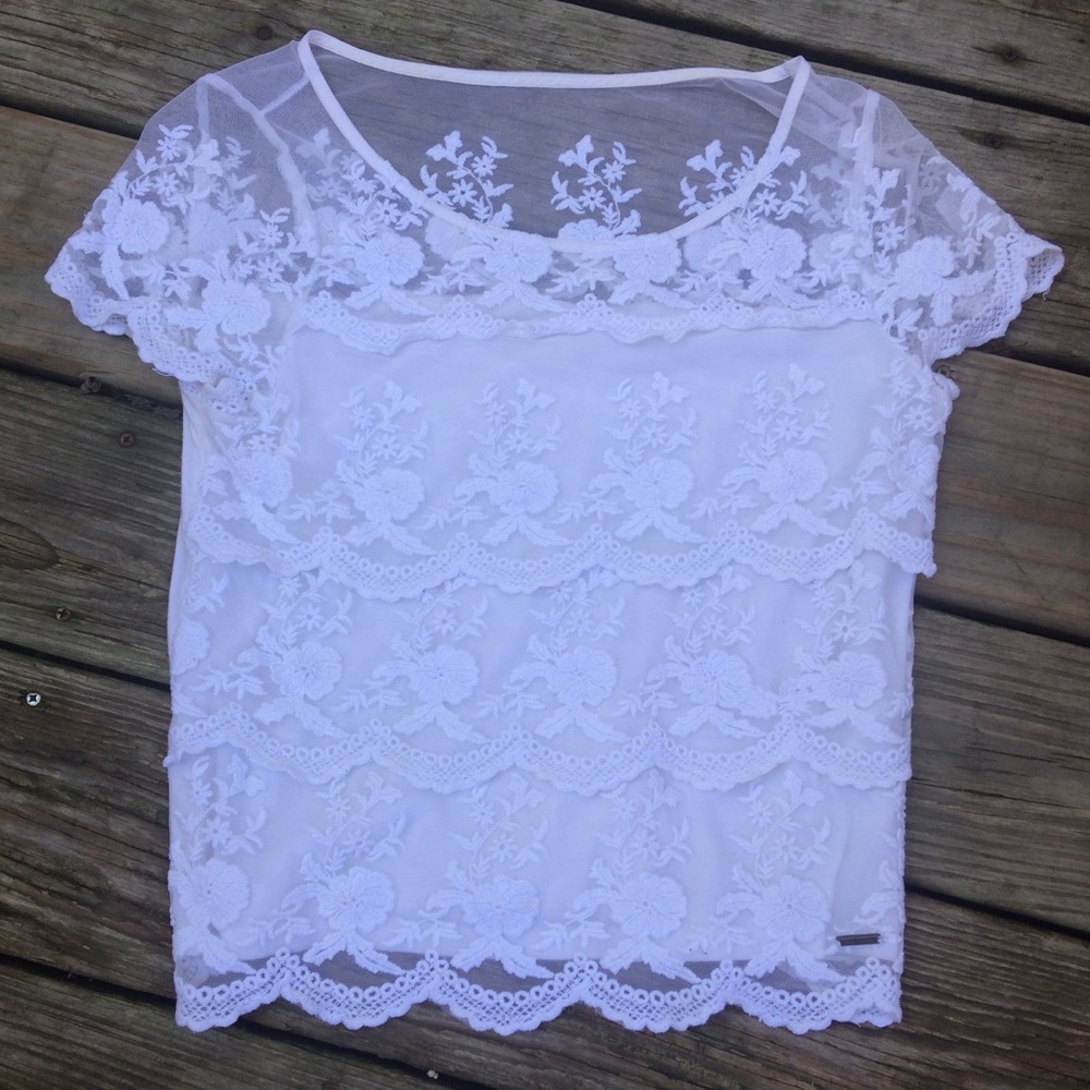 A&F white sheet/Lace top - Picture 2 of 7